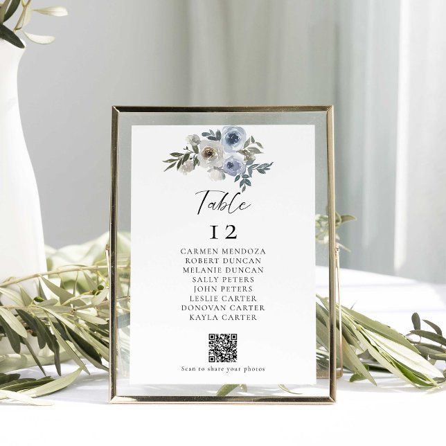 Papier Budget Dusty Blue Mariage Table code QR (Créateur téléchargé)