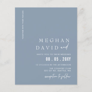 Papier Budget Dusty Blue Moderne Faire-part de mariage
