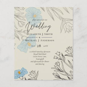 Papier BUDGET Dusty Blue Poppy Magnolia Mariage Invitatio
