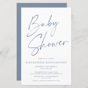 Papier Budget Dusty Blue Simple Script Baby shower