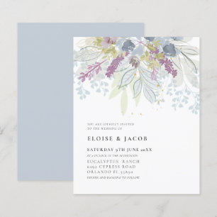 Papier Budget Dusty Blue Watercolor Mariage de feuillage