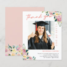 Budget Dusty Floral Photo Graduation Merci