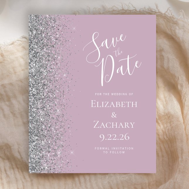 Papier Budget Dusty Lilac Argent Pailleté Enregistrer la  (Créateur téléchargé)