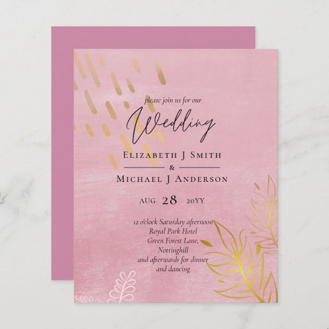 Papier BUDGET Dusty Mariage d'or rose (Devant / Derrière)