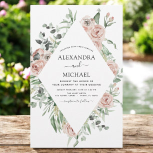 Papier Budget Dusty Pink Eucalyptus Faire-part de mariage