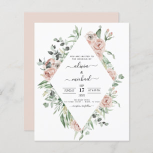 Papier Budget Dusty Pink Eucalyptus Faire-part de mariage