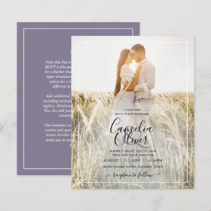 Papier BUDGET Dusty Purple Photo Overlay Mariage Invitati