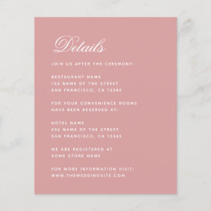 Papier Budget Dusty Rose Détails Mariage Simple Pink Card