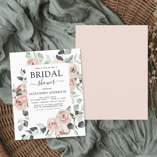 Papier Budget Dusty rose Fête des mariées Floral Invitati (Créateur téléchargé)