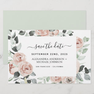 Papier Budget Dusty rose Floral Enregistrer la date Invit