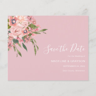 Papier BUDGET Dusty rose Floral Mariage Enregistrer la da