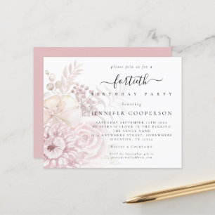 Papier Budget Dusty Rose Florals Female 40ème Invitation