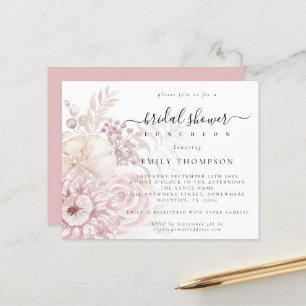 Papier Budget Dusty Rose Florals Invitation à la douche n