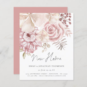 Papier Budget Dusty Rose Florals Script Moving New Home
