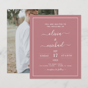 Papier Budget Dusty Rose Mariage avec invitation photo