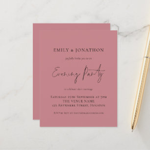 Papier Budget Dusty Rose Mariage de soirée Invitation de