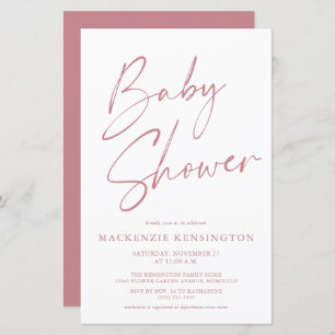 Papier Budget Dusty Rose Mauve Simple Script Baby shower