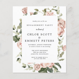 Papier Budget Dusty Rose Rose Engagement Party Invitation