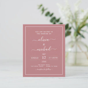Papier Budget Dusty Rose rose Mariage moderne Typographie