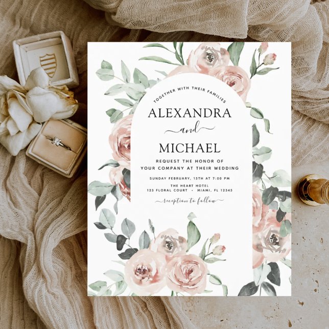 Papier Budget Dusty rose verdure Invitations de mariage (Créateur téléchargé)