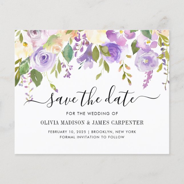 Papier Budget Dusty Violet Violet Floral Enregistrer la d (Devant)