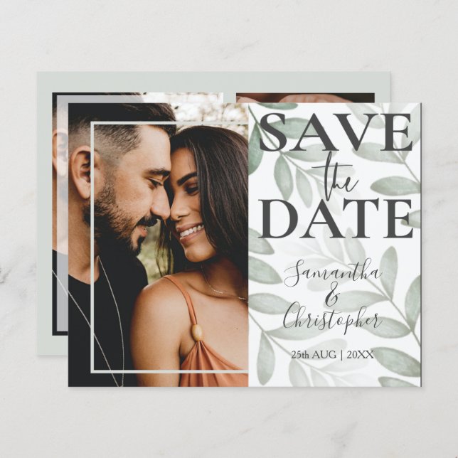 Papier Budget Économisez la date Foliage Mariage photo ve (Devant / Derrière)
