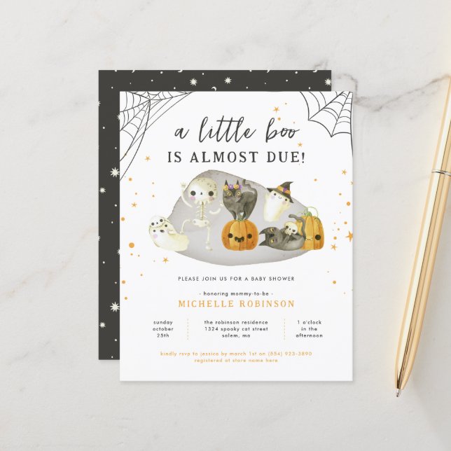Papier Budget Éffrayant Baby shower d'Halloween Little Bo (Devant/Arrière en situation)