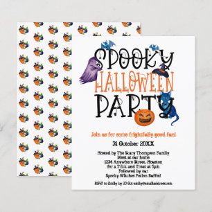 Papier Budget Éffrayant Halloween Party White Invitation