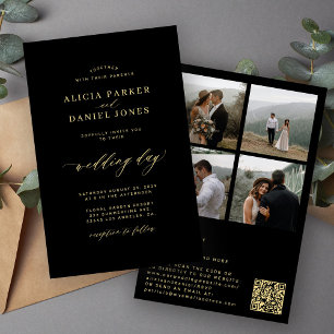 Papier Budget élégant 4 code QR photo tout en un mariage