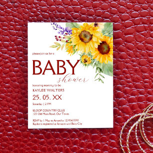 Papier Budget élégant baby shower de tournesol invitation