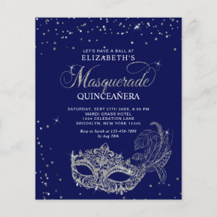 Papier BUDGET Elégant bleu argent Masquerade Quinceañera