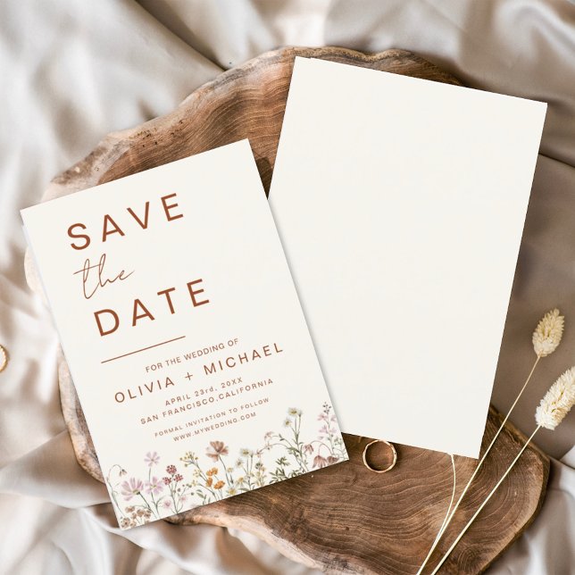 Papier Budget Elegant Boho Enregistrer la date Minimalist (Créateur téléchargé)
