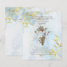 BUDGET Élégant CARTON D'INVITATION BAPTÊME Bleu Aq