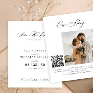 Papier Budget élégant code QR photo mariage économisez la