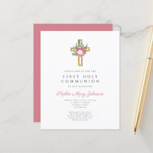 Papier Budget Elégant Croix Florale Fille Première Commun