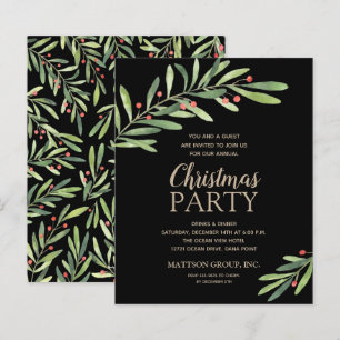 Papier Budget Élégant de la verdure Noël Invitation noire