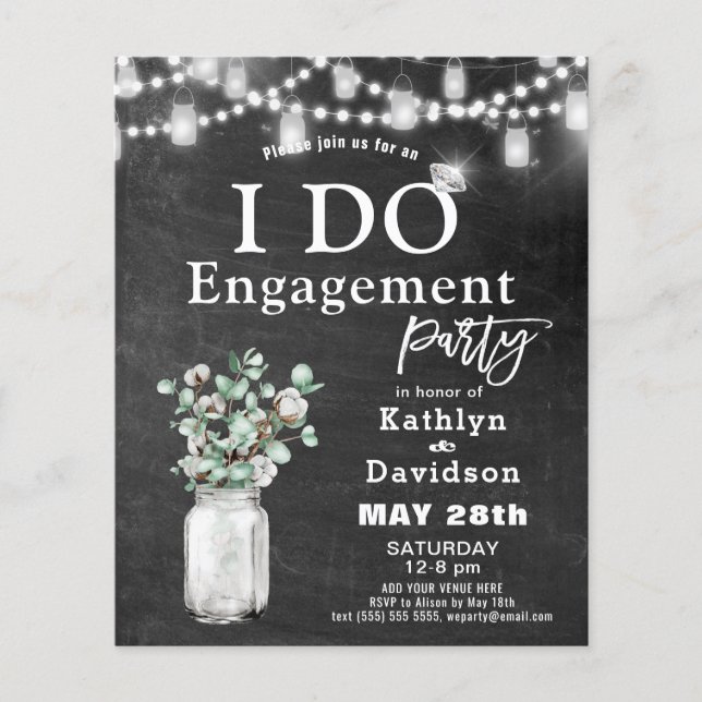 Papier BUDGET Elégant Eucalyptus I DO Party Invitation (Devant)