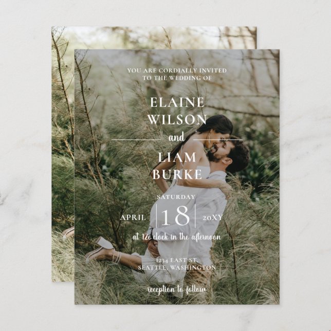 Papier Budget Élégant Faire-part de mariage de superposit (Devant / Derrière)