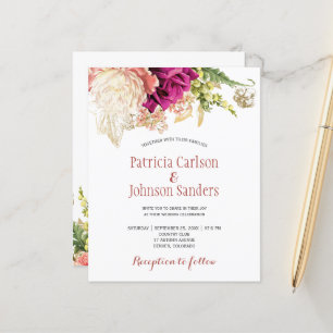 Papier Budget élégant faire-part de mariage floral