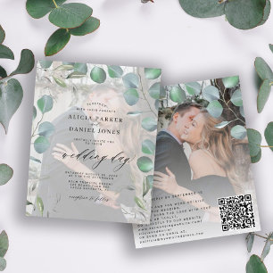 Papier Budget élégant faire-part de mariage photo eucalyp