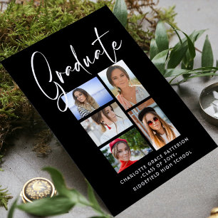Papier Budget Élégant Faire-part multi-photo Graduation