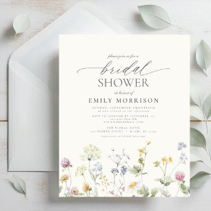 Papier Budget Élégant Fleur sauvage Invitation à la douch