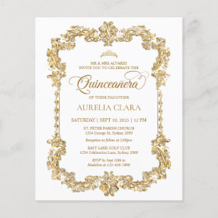 Papier BUDGET Élégant ivoire blanc or Tiara Quinceanera