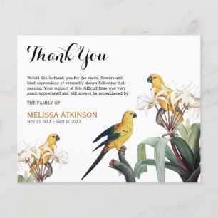 Papier Budget Elegant Jaune oiseaux Merci funéraire