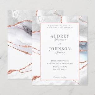 Papier BUDGET Élégant Mariage Argent Marbre Or Rose