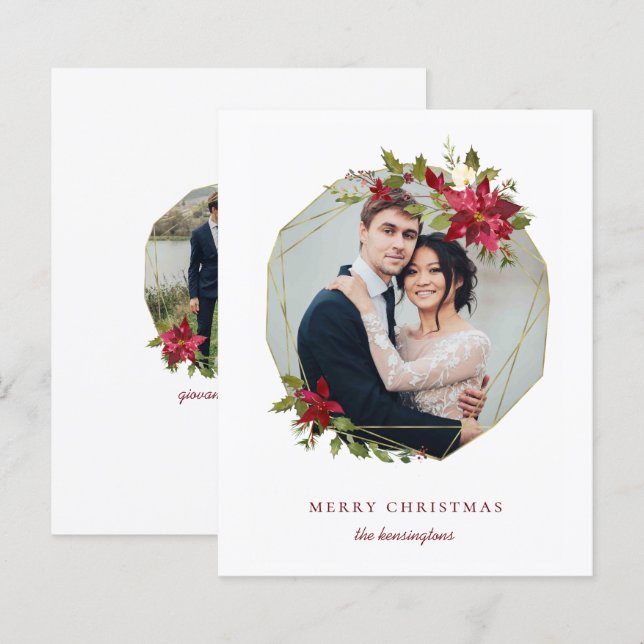 Papier Budget Élégant Noël Géométrique Floral Photo (Devant / Derrière)