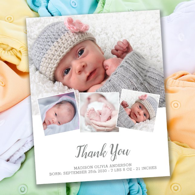 Papier Budget Élégant Nouveau bébé 4 photo Merci de naiss (Créateur téléchargé)