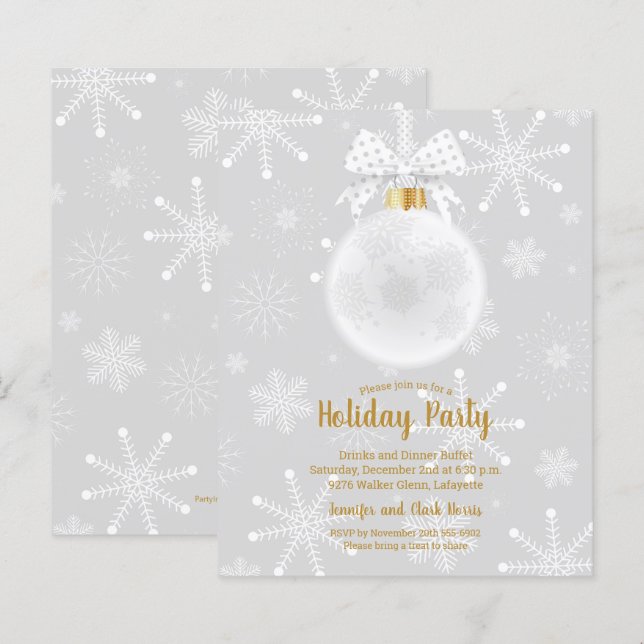 Papier Budget Élégant Ornement Snowflakes Invitations de  (Devant / Derrière)