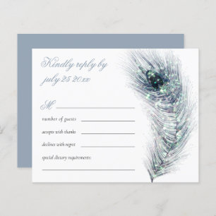 Papier Budget Elegant paon Plumes Mariage Turquoise RSVP