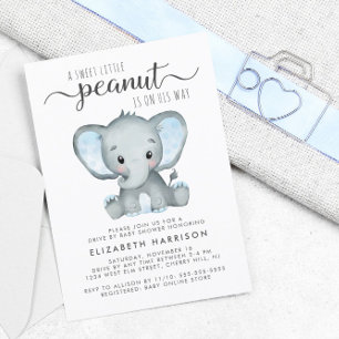 Papier Budget Elephant Baby Boy Drive Par Douche Invitati